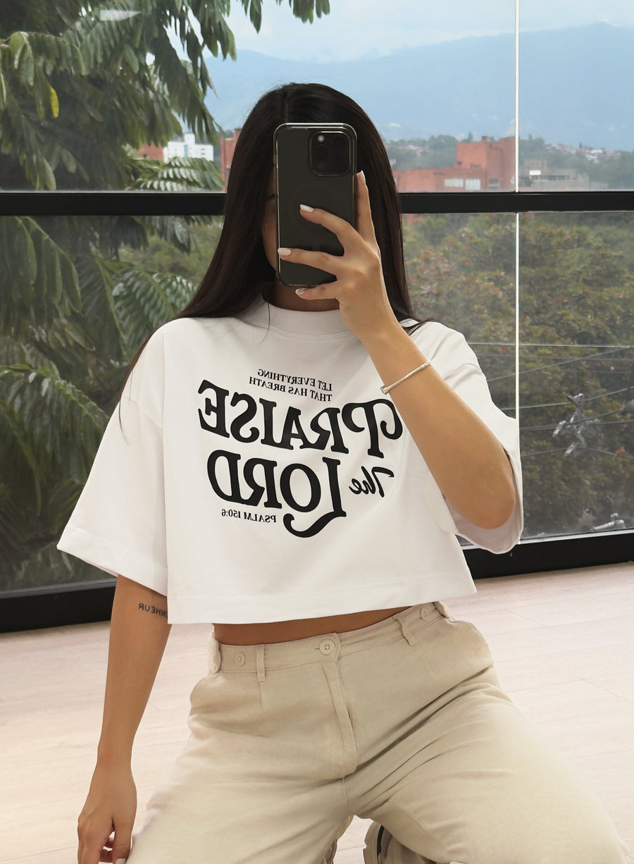 Praise crop top blanca (S-M-L)