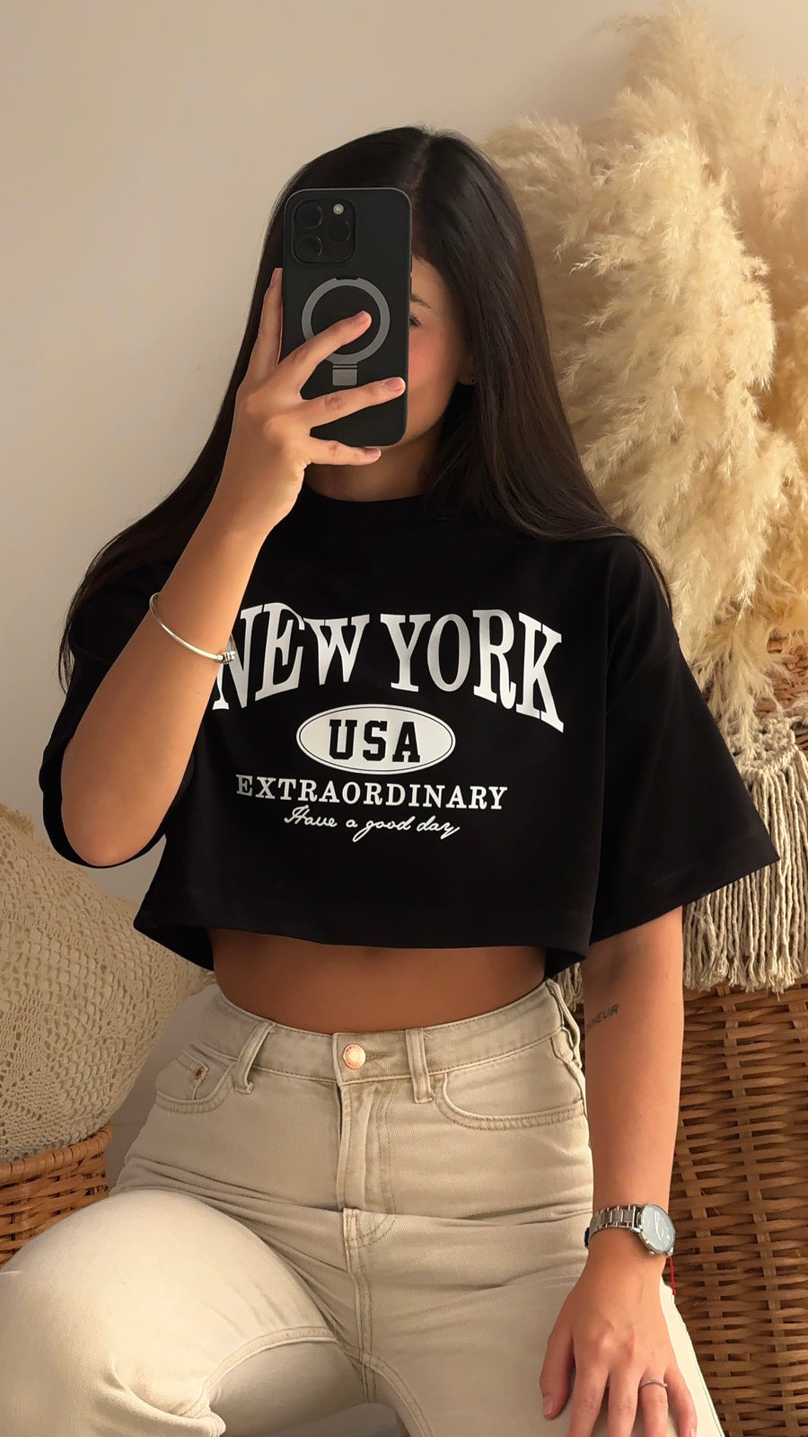 New York negra crop top (M-L)