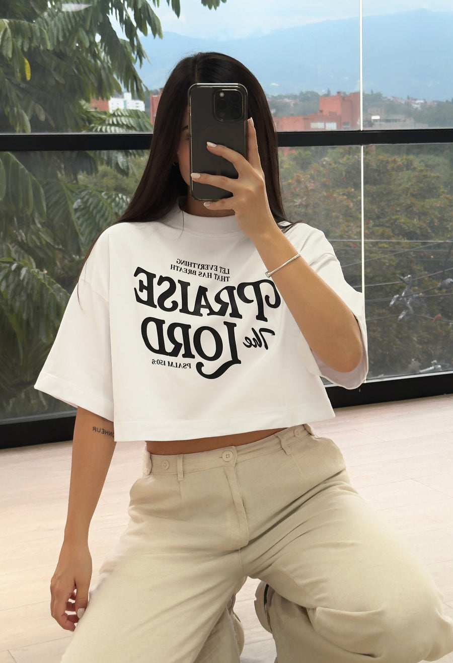 Praise crop top blanca (S-M-L)