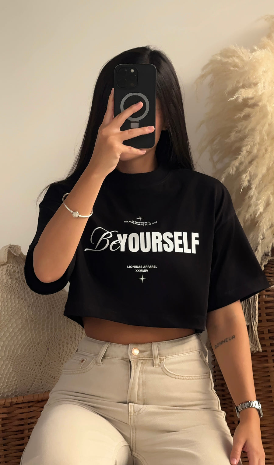Be yourself negra crop top (S-M-L)