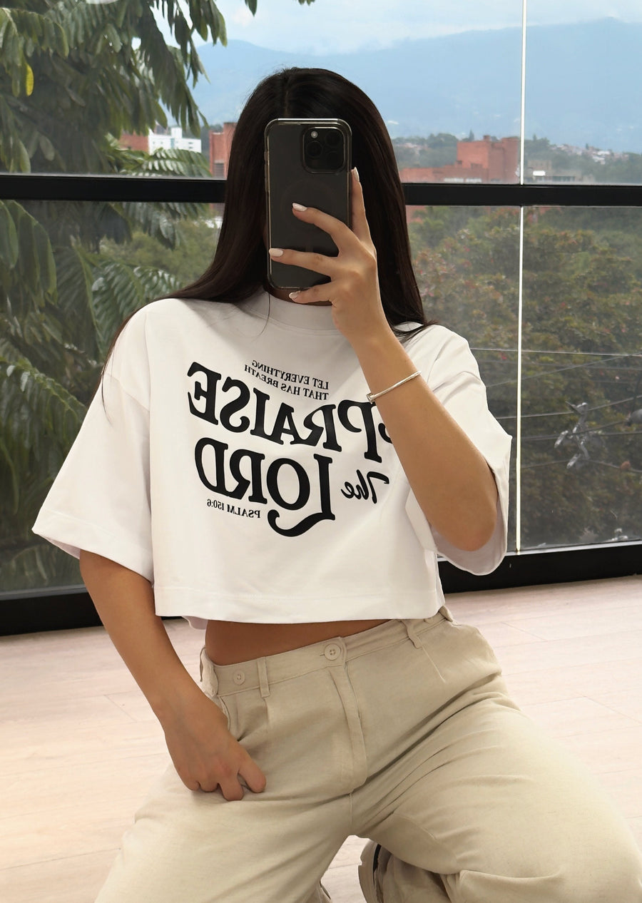 Praise crop top blanca (S-M-L)