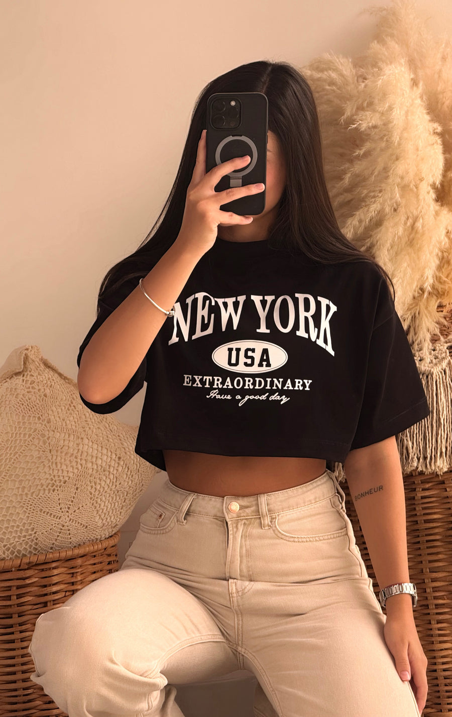 New York negra crop top (M-L)
