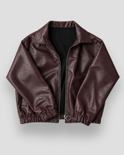 Chaqueta Bomber Tipo Cuero