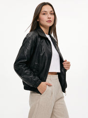 Chaqueta Bomber Tipo Cuero