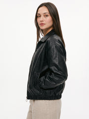 Chaqueta Bomber Tipo Cuero