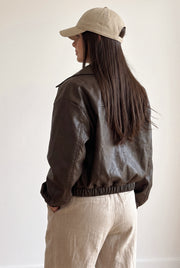 Chaqueta Bomber Tipo Cuero