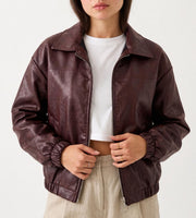 Chaqueta Bomber Tipo Cuero